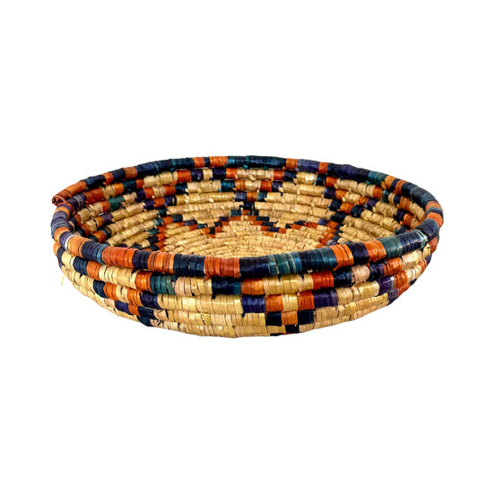 Basket by Women in Salfit (15") - Blue and Orange Starflower