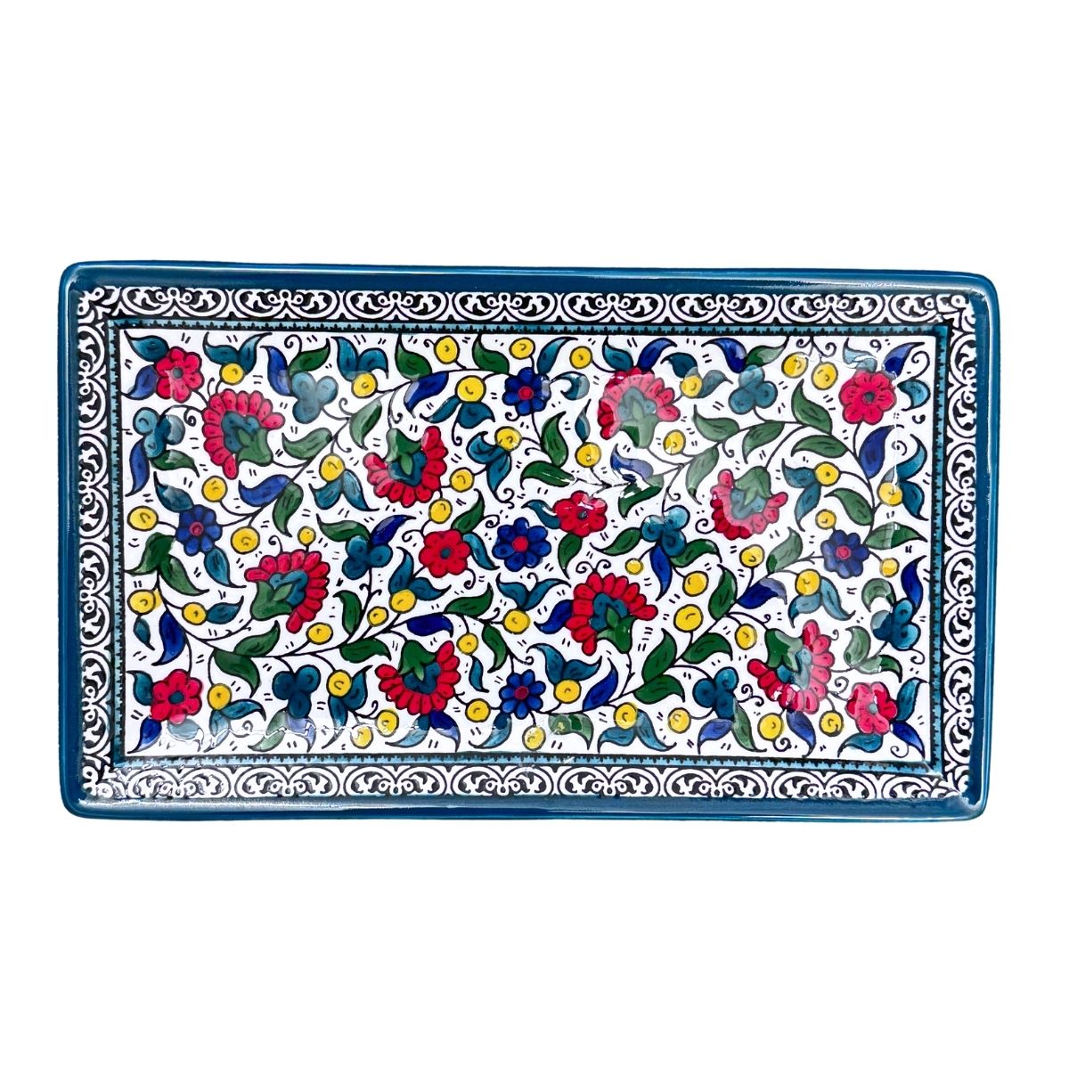 Ceramic Rectangular Platter (12.5") - Teal Multicolor