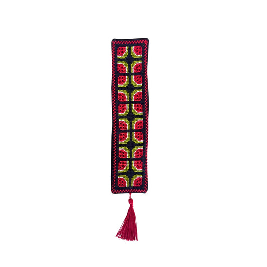Embroidered Dalia Bookmark - Watermelon