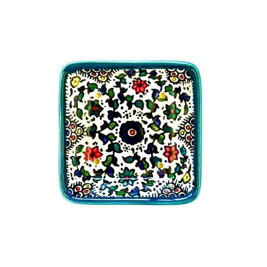 Square Soap Dish - Teal Vine, Multicolor