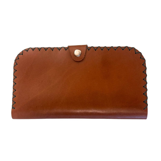 Leather Bi-Fold Snap Wallet - Caramel