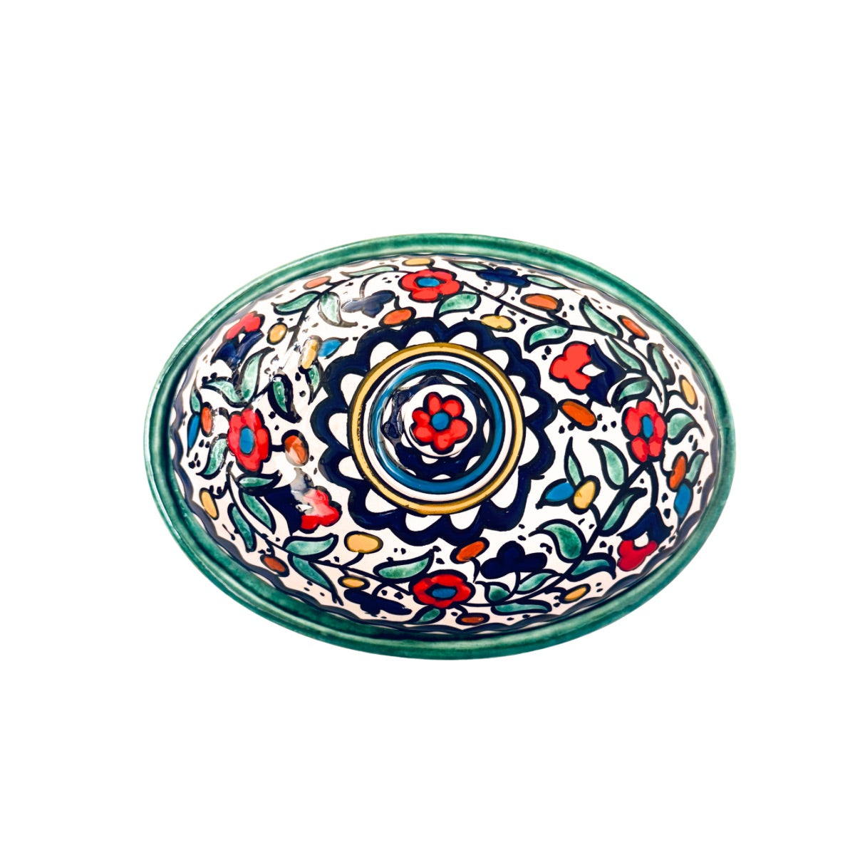 Ceramic Covered Dish (9") - Teal Multicolor