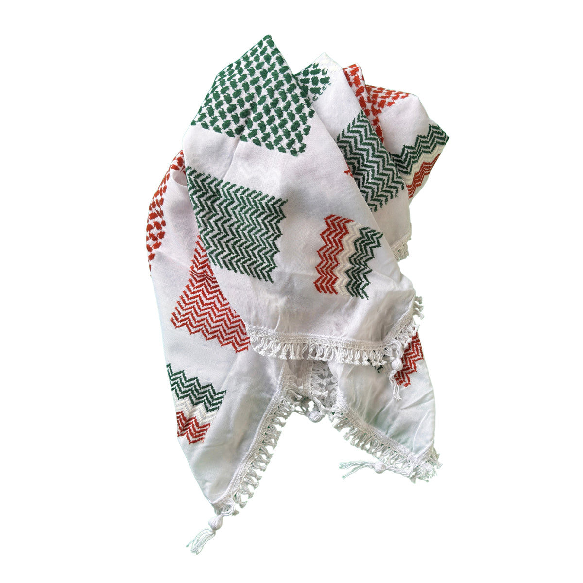 Nablus Keffiyeh - Burnt Orange & Green