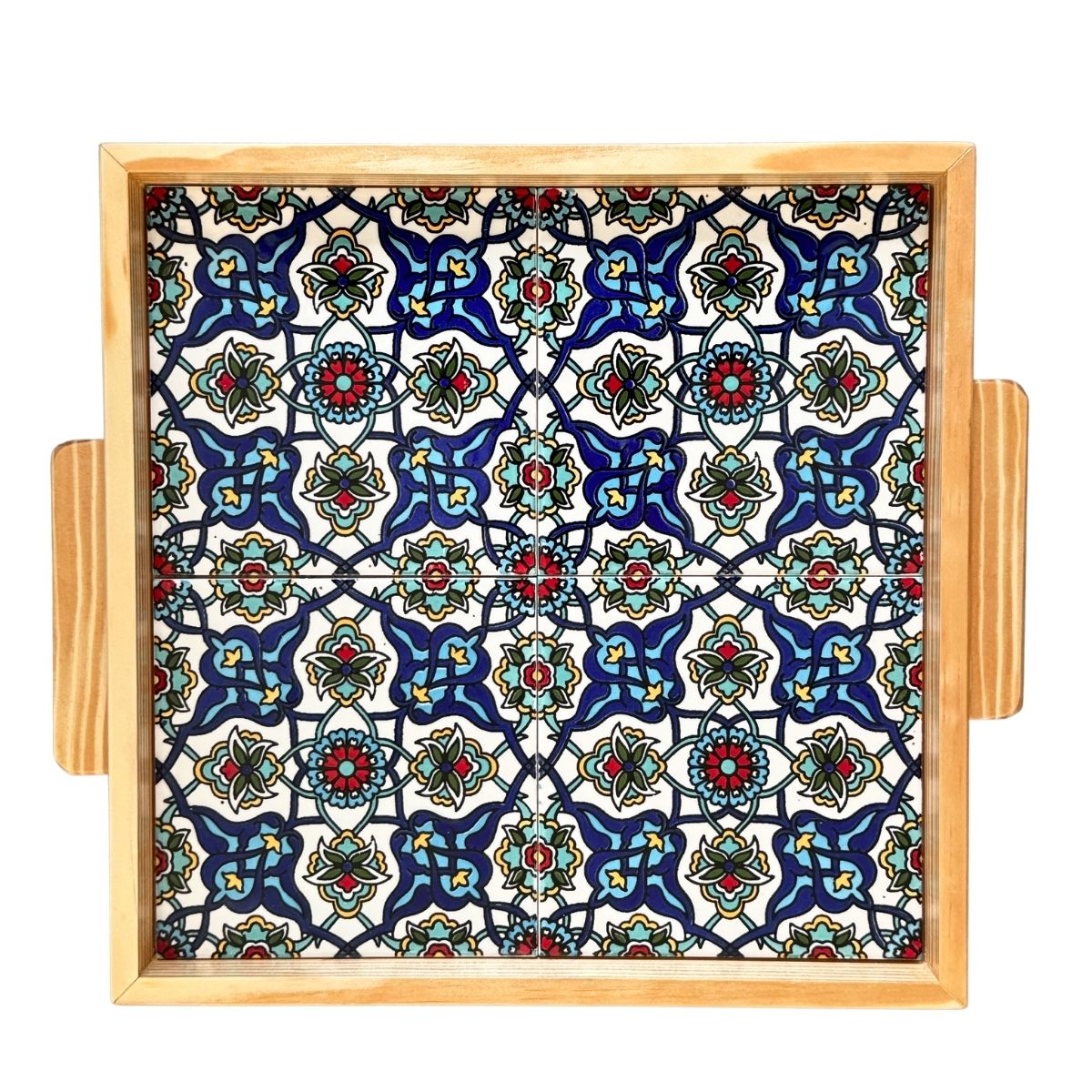 Ceramic and Wood Serving Tray - Arabesque