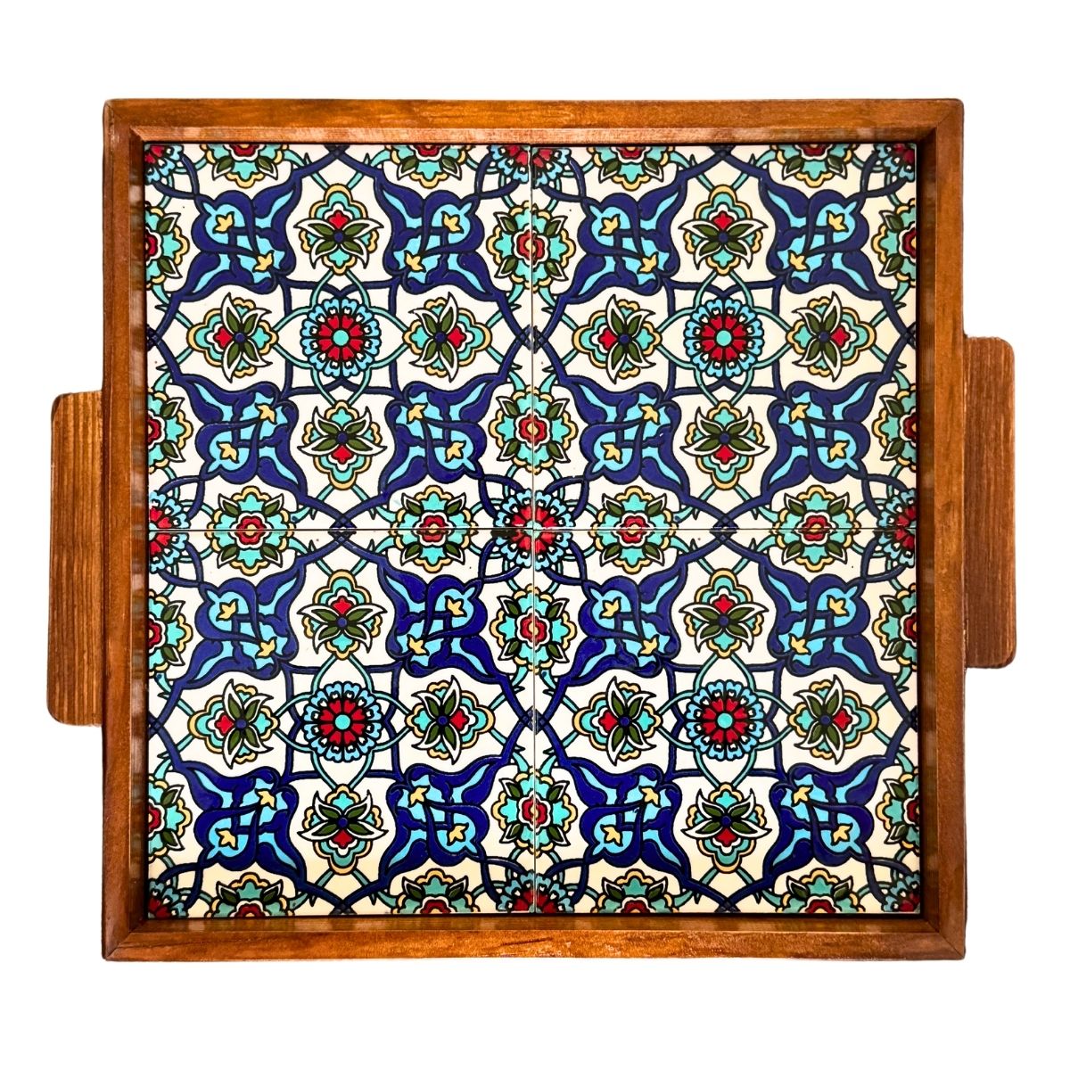 Ceramic and Wood Serving Tray - Arabesque