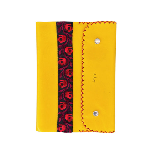 Leather Journal w/Embroidery - Yellow Floral