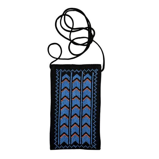 Embroidered Eyeglass Case w/Strap - Blue