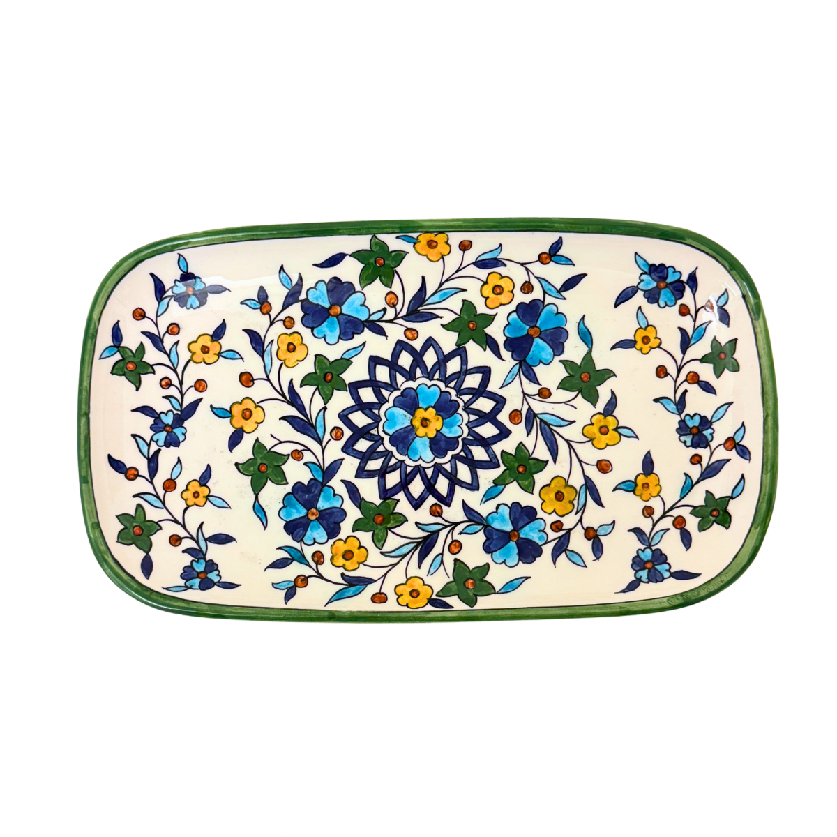 Ceramic Rectangular Plate (13”) - Floral, White