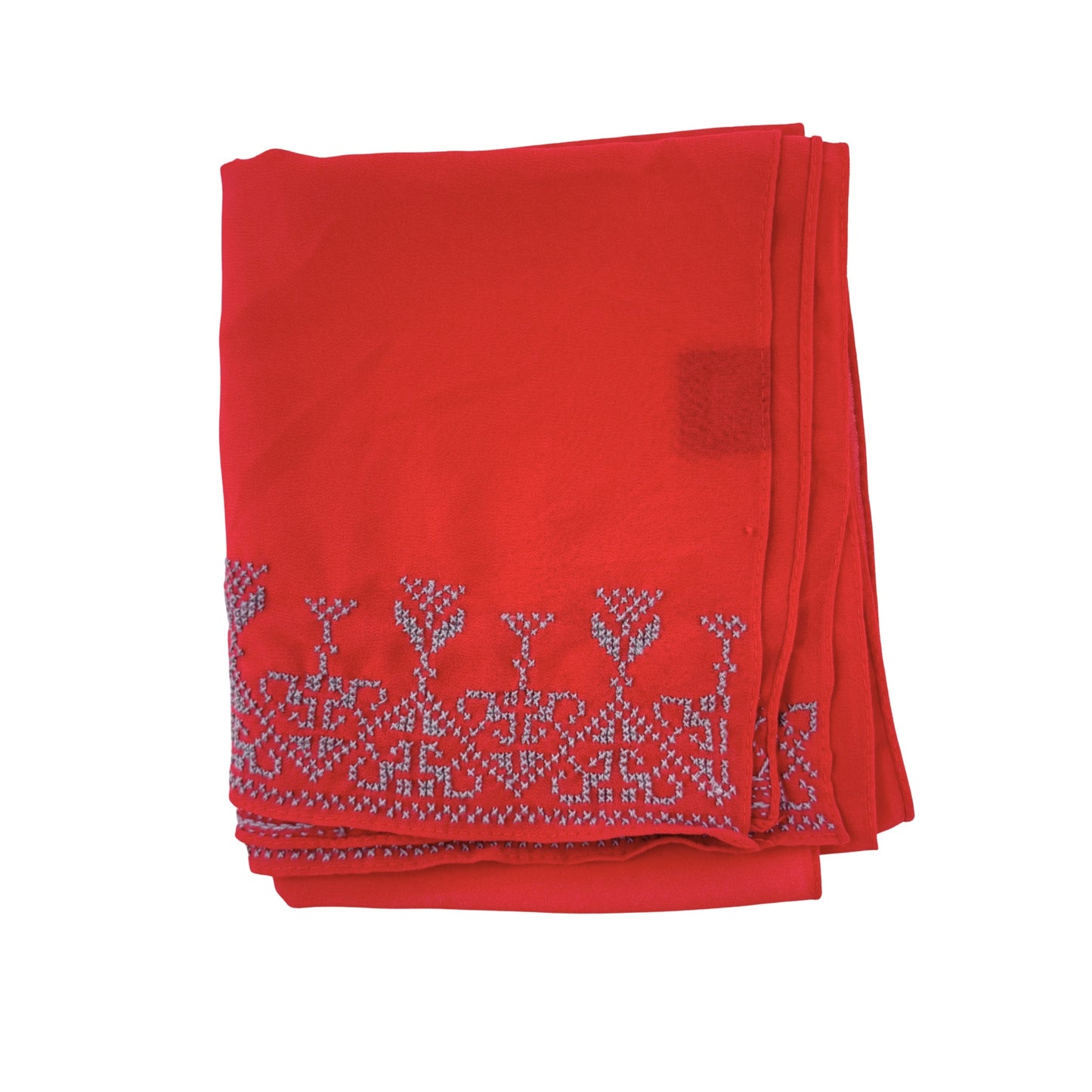 Embroidered Chiffon Scarf - Pomegranate