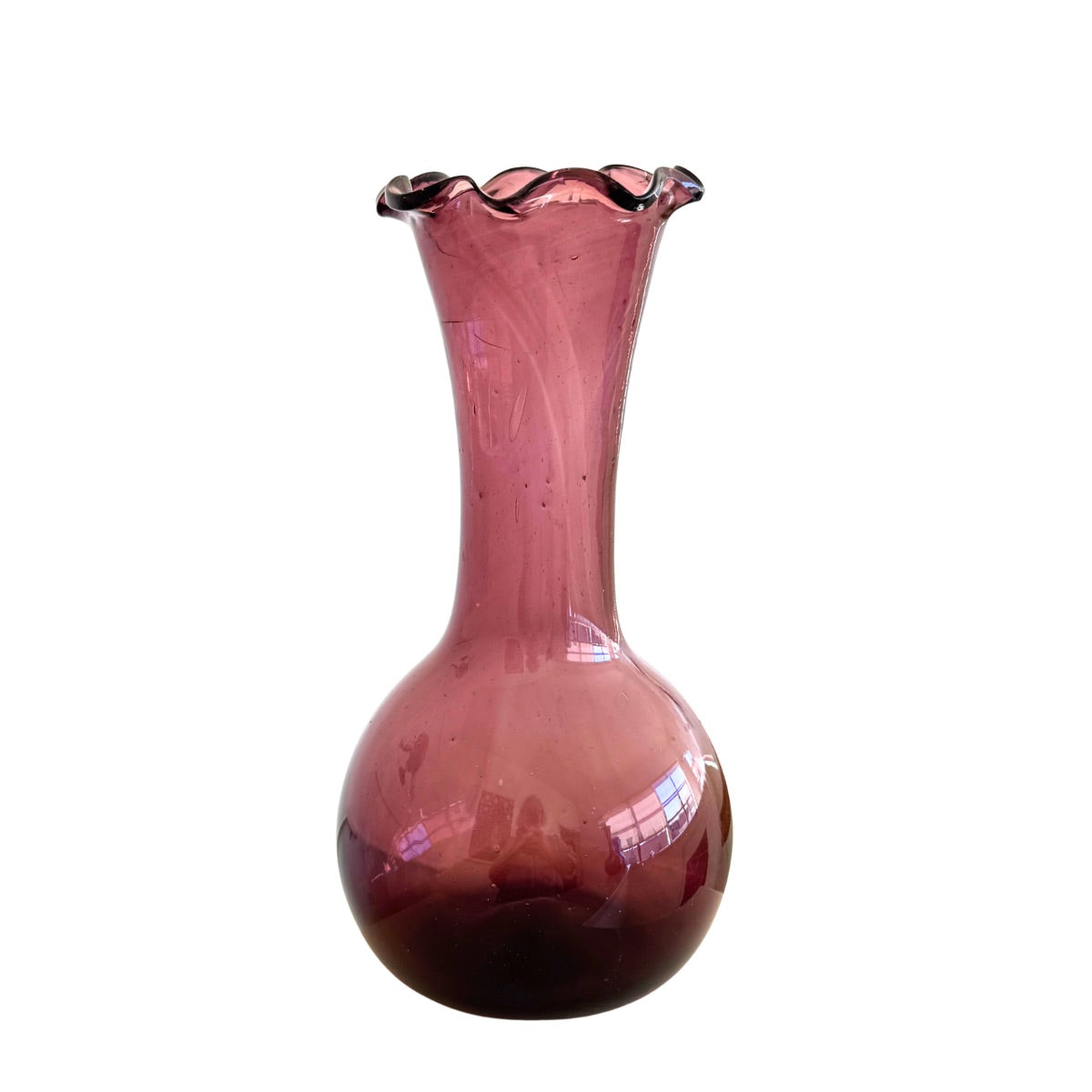 Glass Fluted Vase (Large) - Plum