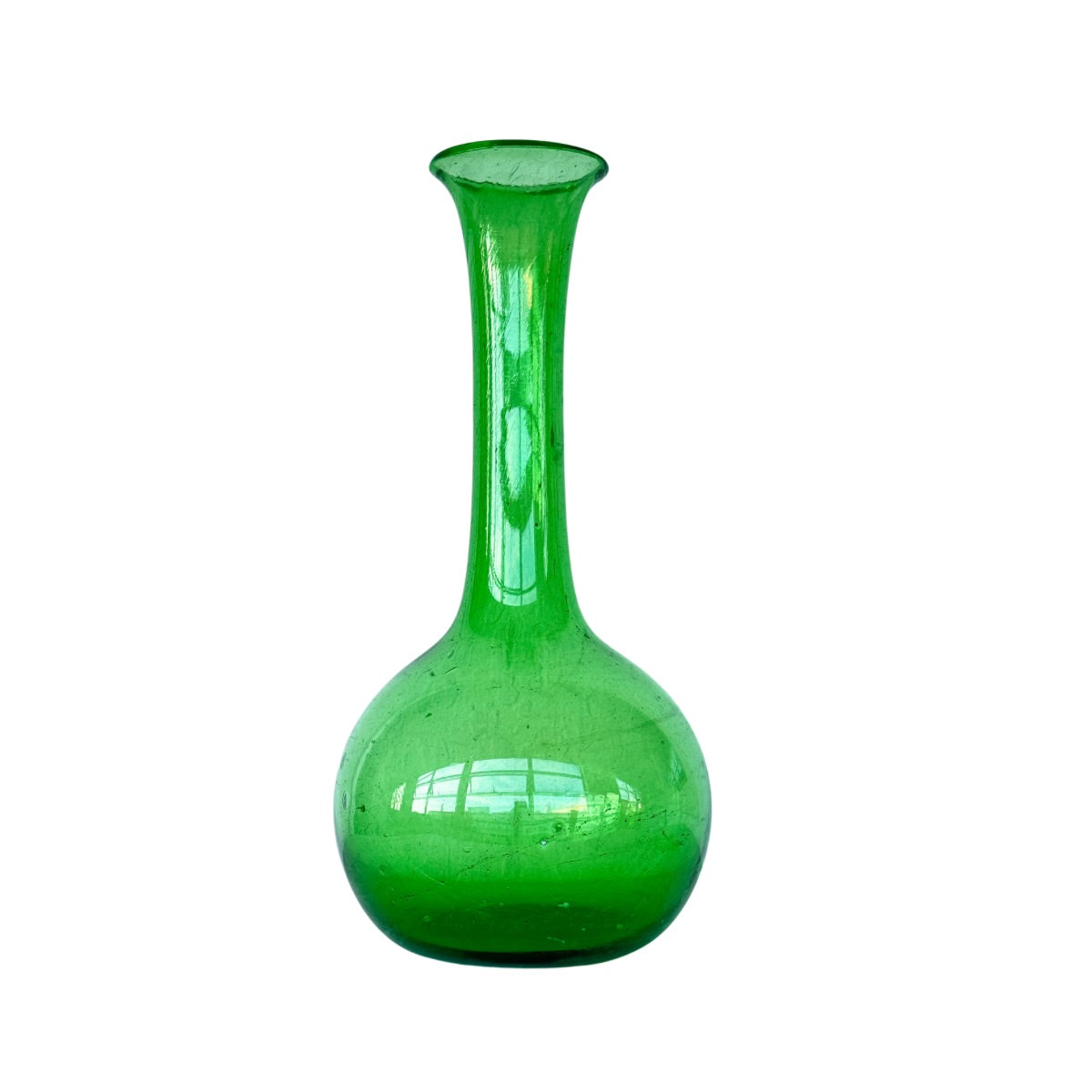 Glass Vase (12”) Long Neck - Emerald