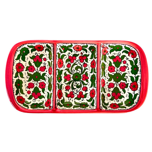 Tri-Split Serving Dish (10”) - Red & Green