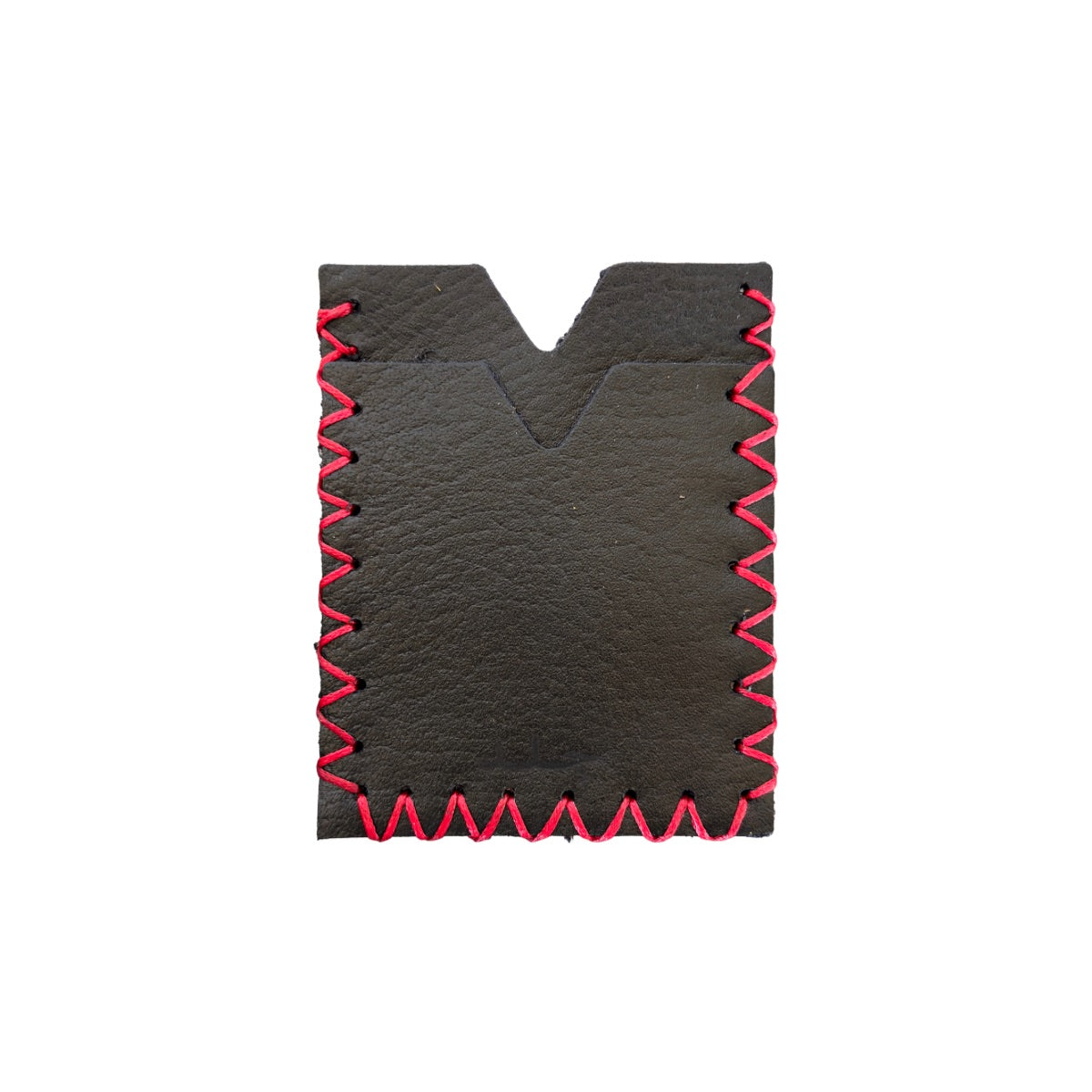 Leather Vertical Card Holder - Black w/Red