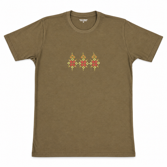 Tatreez T-Shirt - Olive w/Three Moons