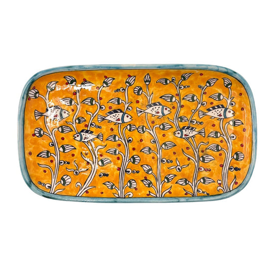 Ceramic Rectangular Plate (13”) -Fish