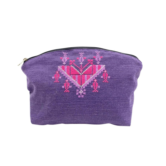Embroidered Linen Pouch (Violet) - Gaza Necklace