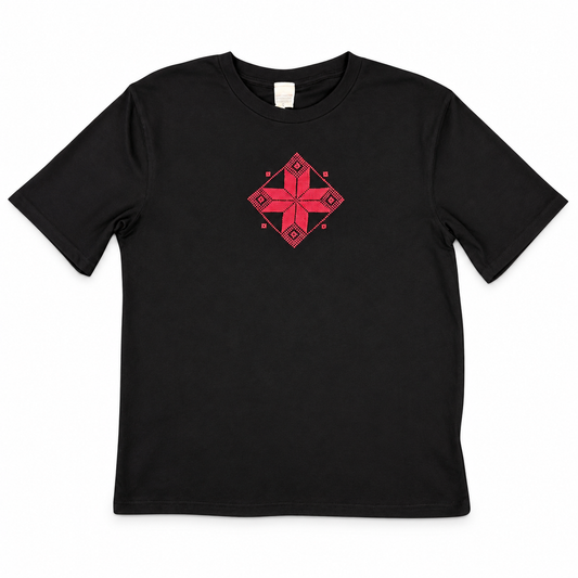 Tatreez T-Shirt - Black “Moon of Bethlehem”
