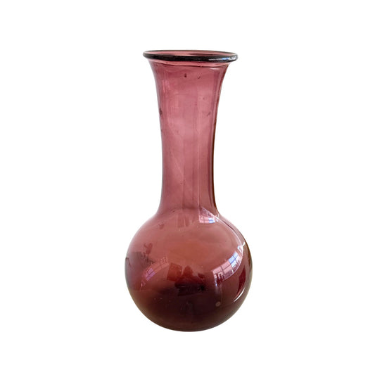 Glass Long Neck Wide Vase (Large) - Plum