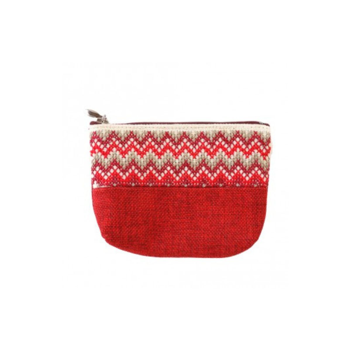 Embroidered Zig Zag Coin Purse - Sumac