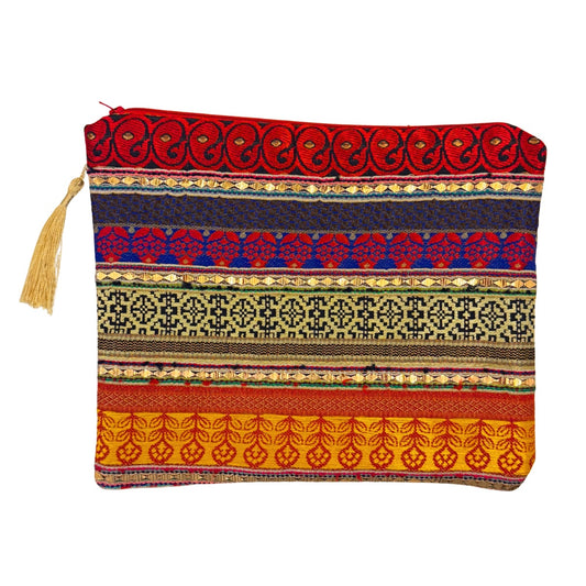 Traditional Bedouin Fabric Zip Pouch - Bidya