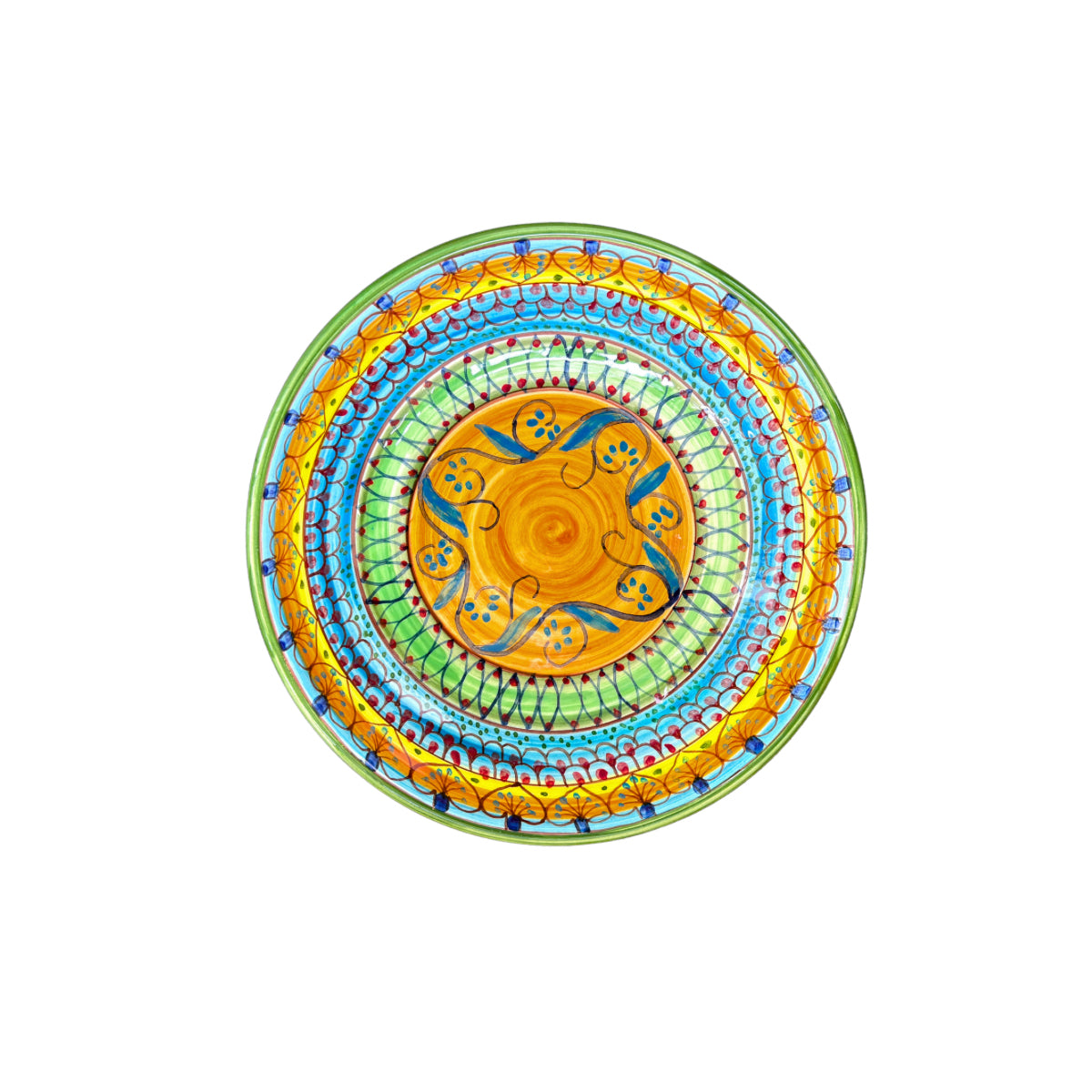 Ceramic Hand Painted Bowl (8") - Blue Stripe