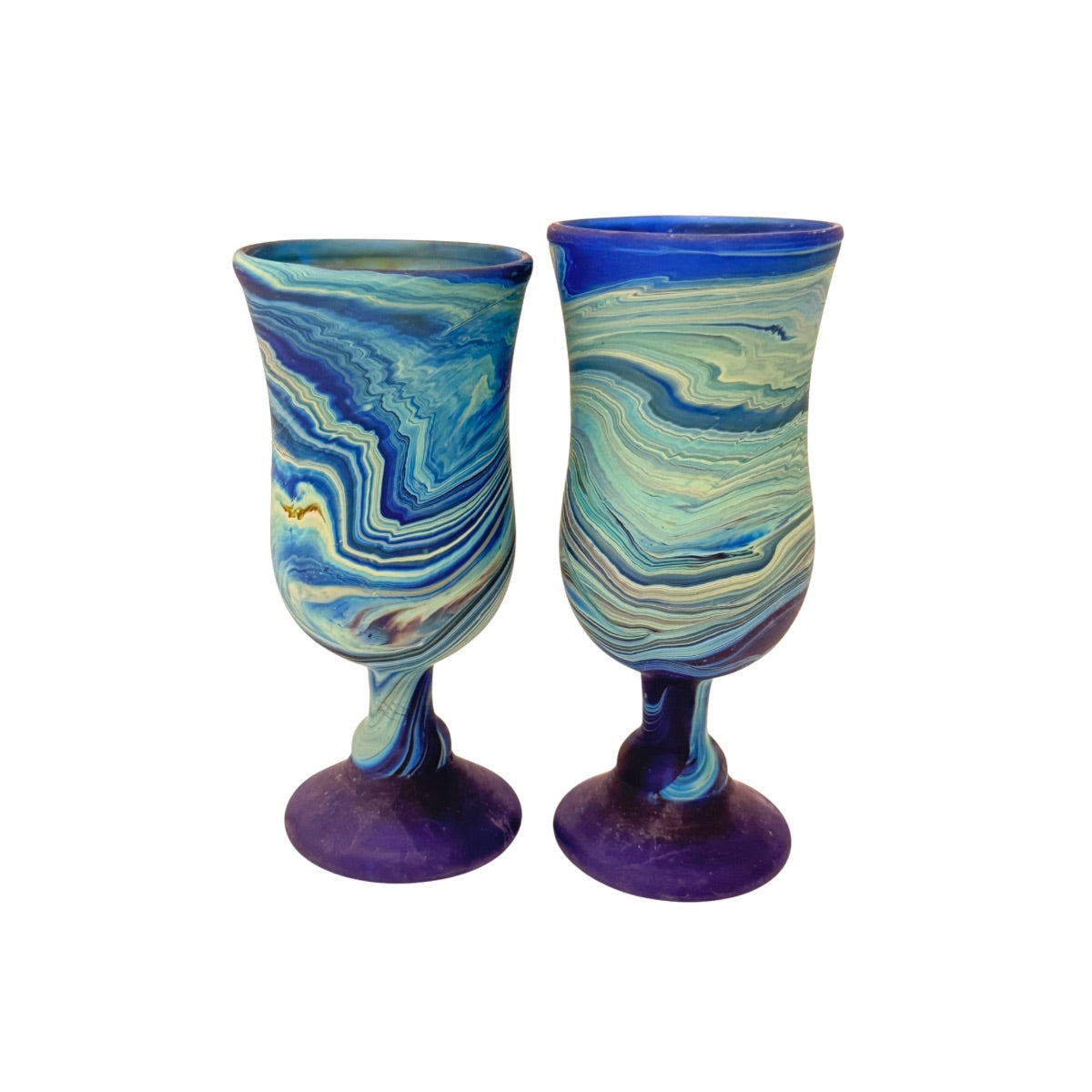Phoenician Glass Stemware (Set of 2) - Blue Swirl