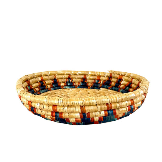 Basket by Women in Salfit (15") - Orange and Blue Sunflower