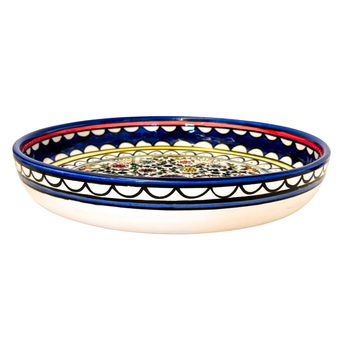Ceramic Shallow Serving Bowl (13") - Multicolor Vine