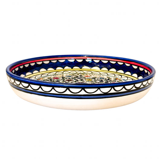 Ceramic Shallow Serving Bowl (13") - Multicolor Vine