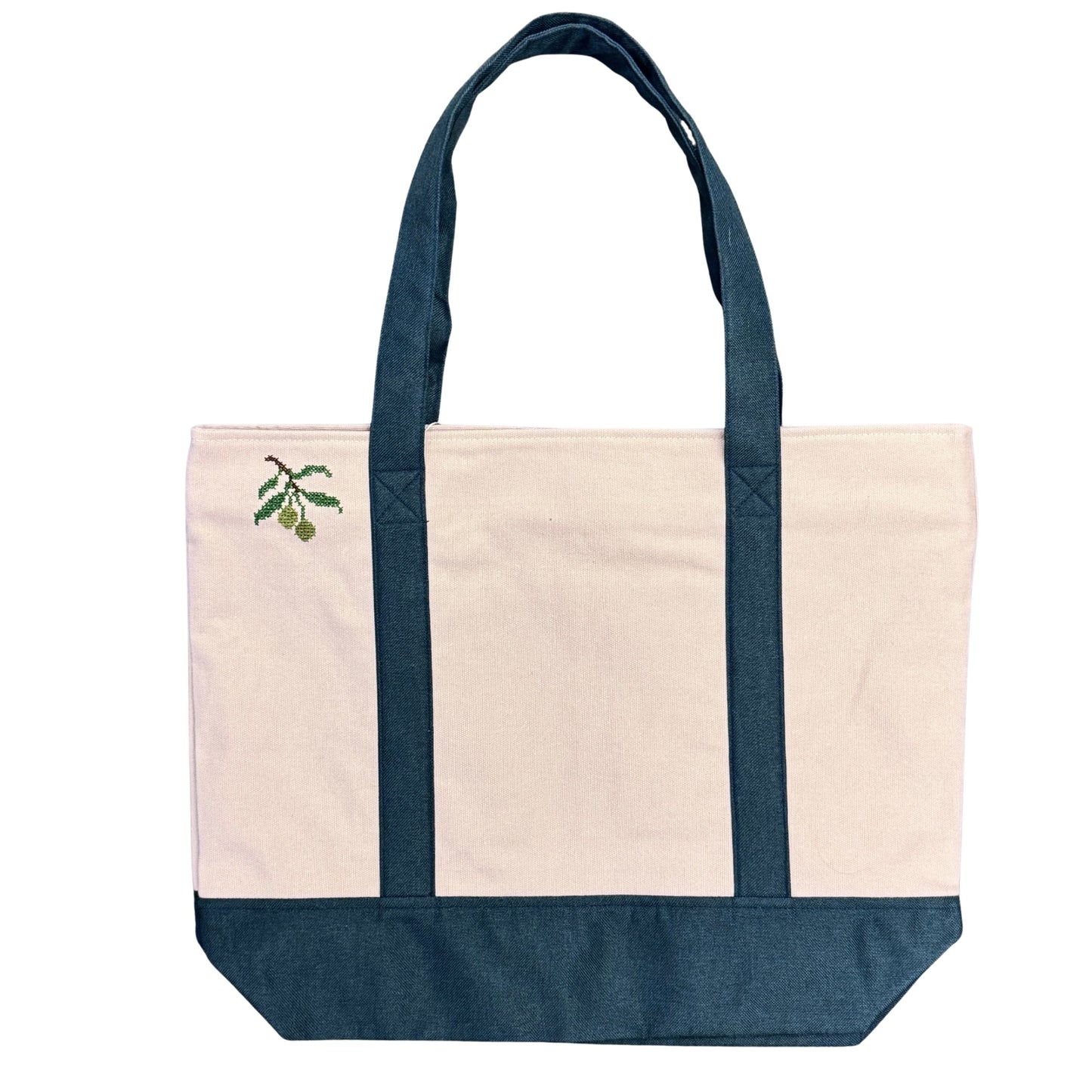 Embroidered Tote (Natural/Green) - Zeitoun