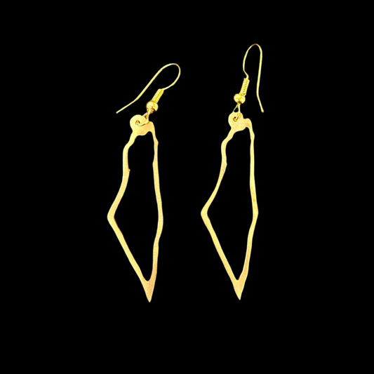 Brass Map of Palestine Earrings - Outline
