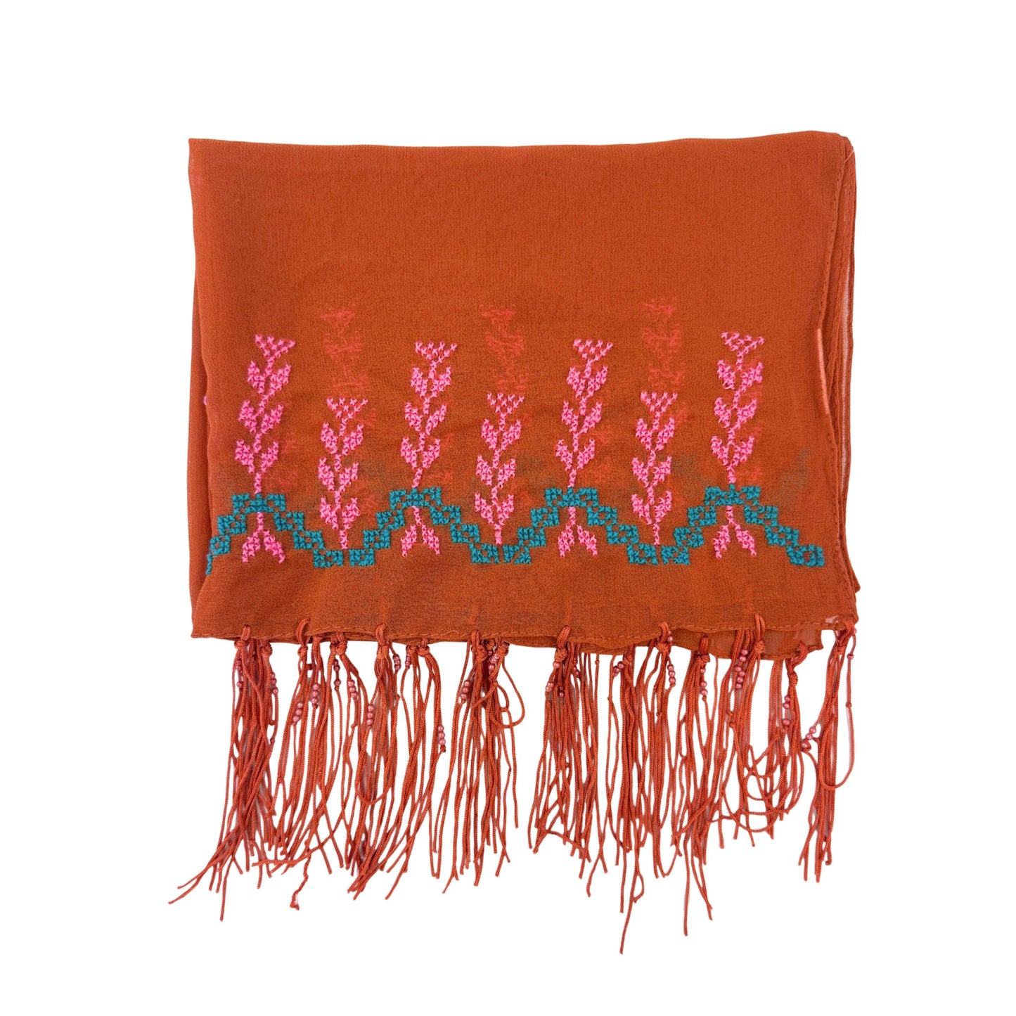 Embroidered Chiffon Scarf