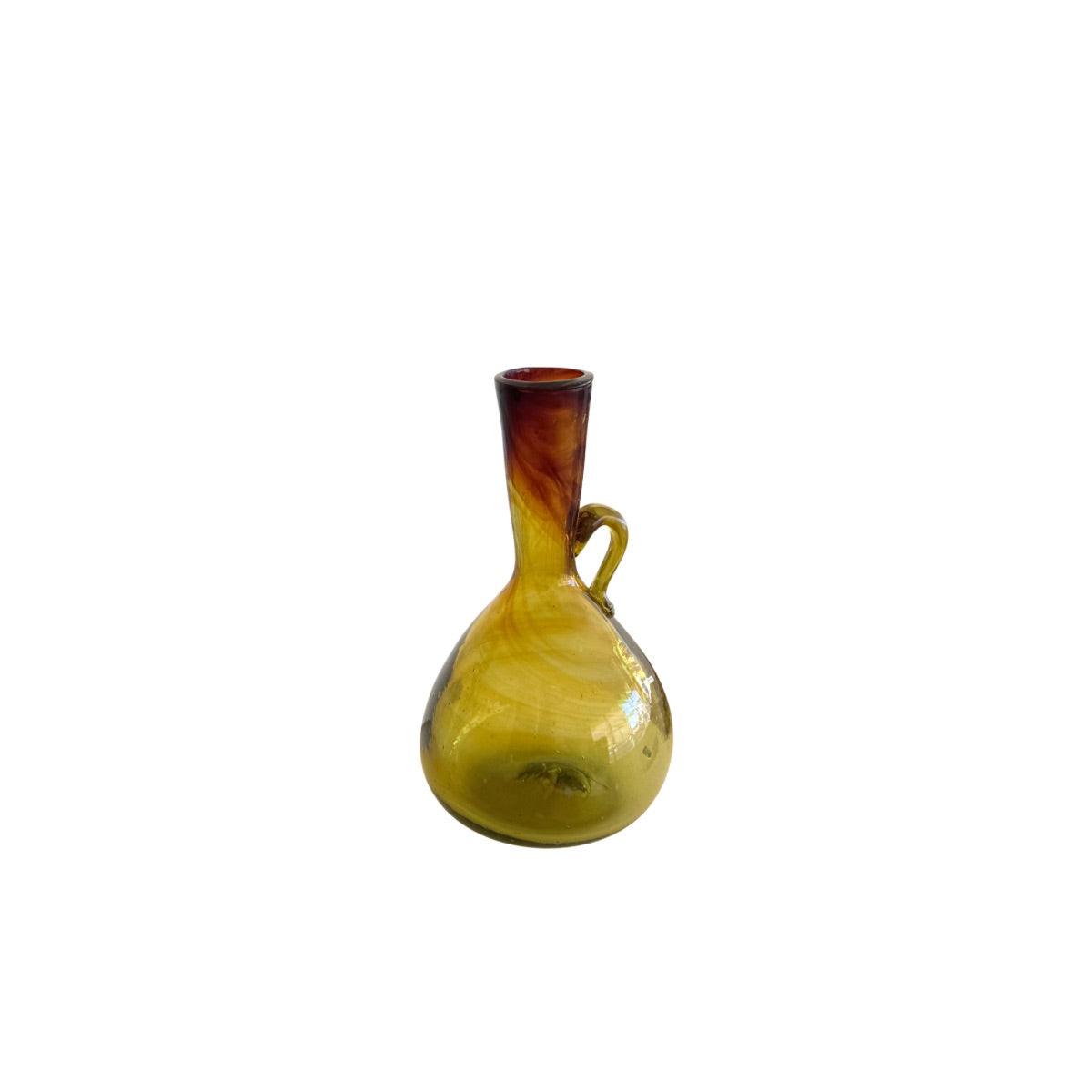 Hebron Glass Vase/Pitcher w/Handle (6”) - Amber Moss