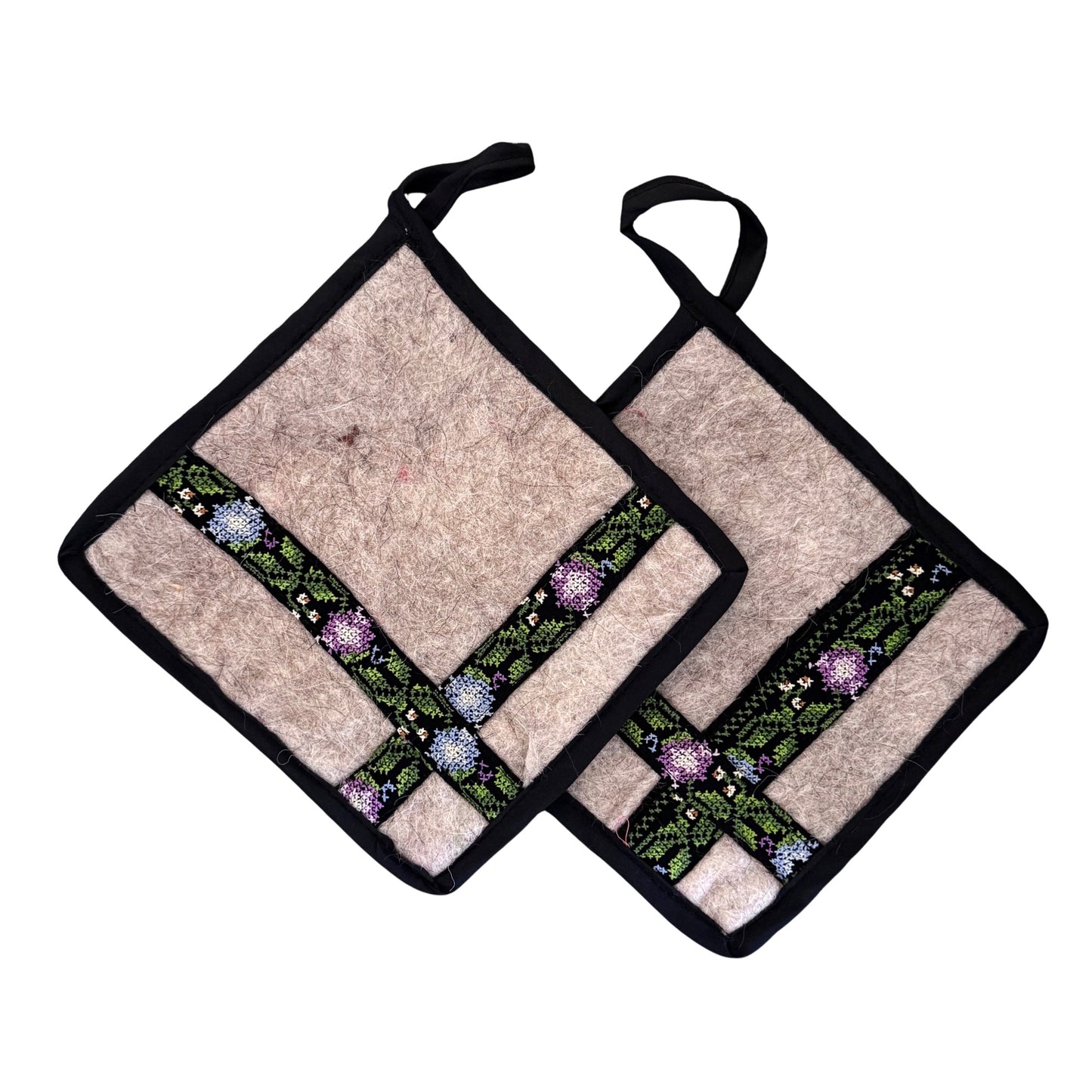 Embroidered Felt Pot Holders (Set of Two)