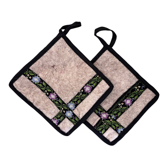 Embroidered Felt Pot Holders (Set of Two)