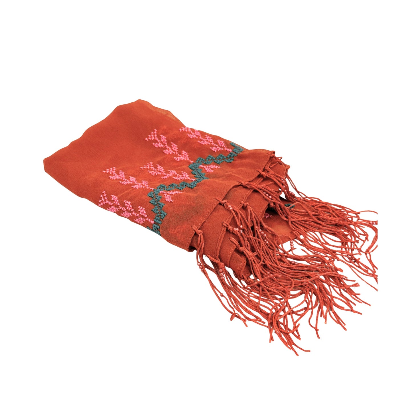 Embroidered Chiffon Scarf