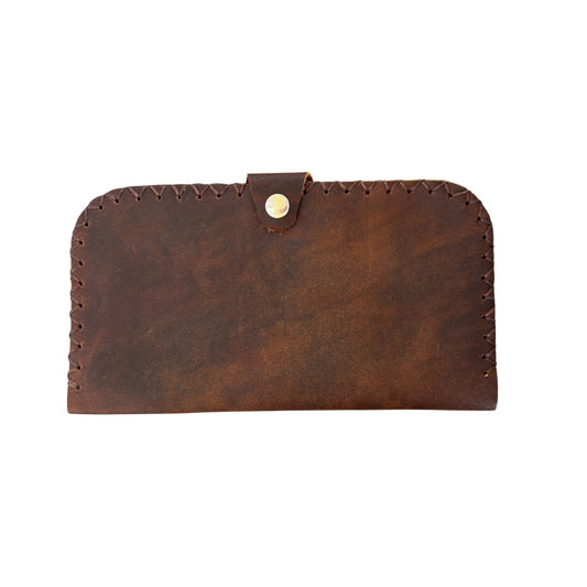 Leather Bi-Fold Snap Wallet - Oiled Brown
