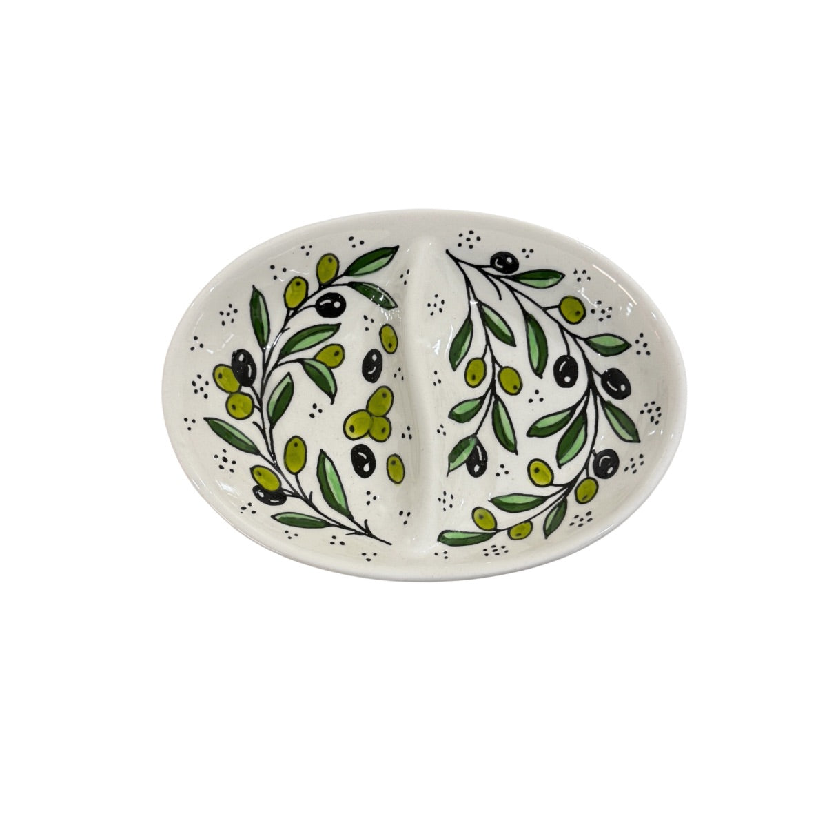 Ceramic Oval Divided Dish 8”