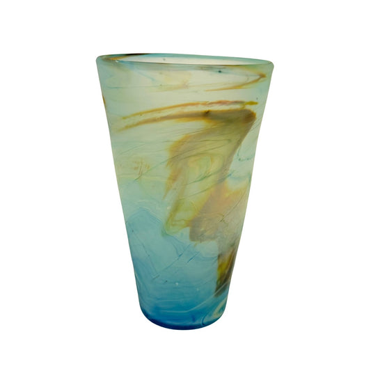 Phoenician Glass Vase (10”) - Sea Blue