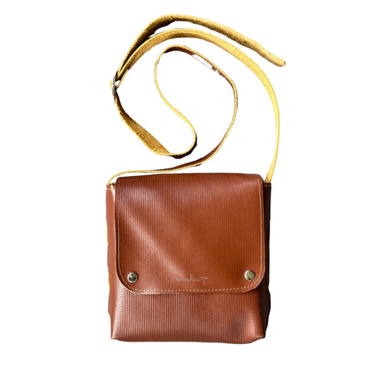 Leather Cross Body (2 Snap)- Perforated Chestnut Brown