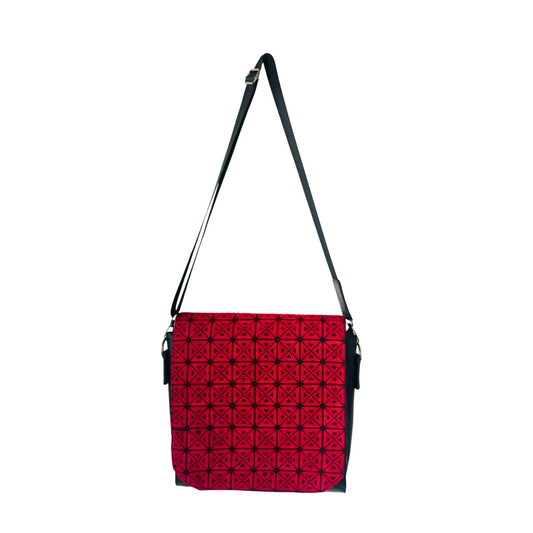 Embroidered Leather Bag (Black) - Red