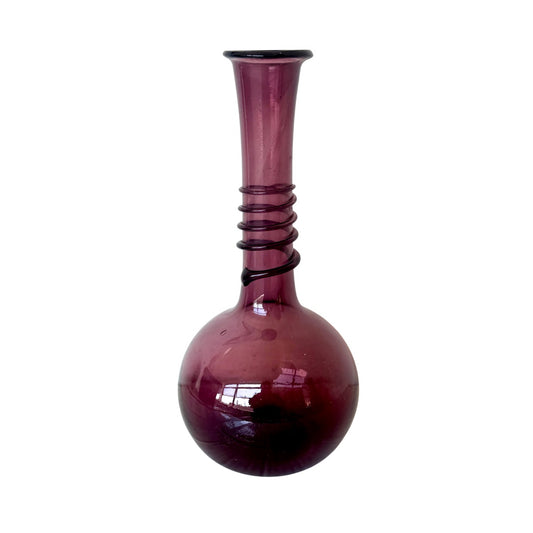 Glass Long Neck Vase (11”) - Plum