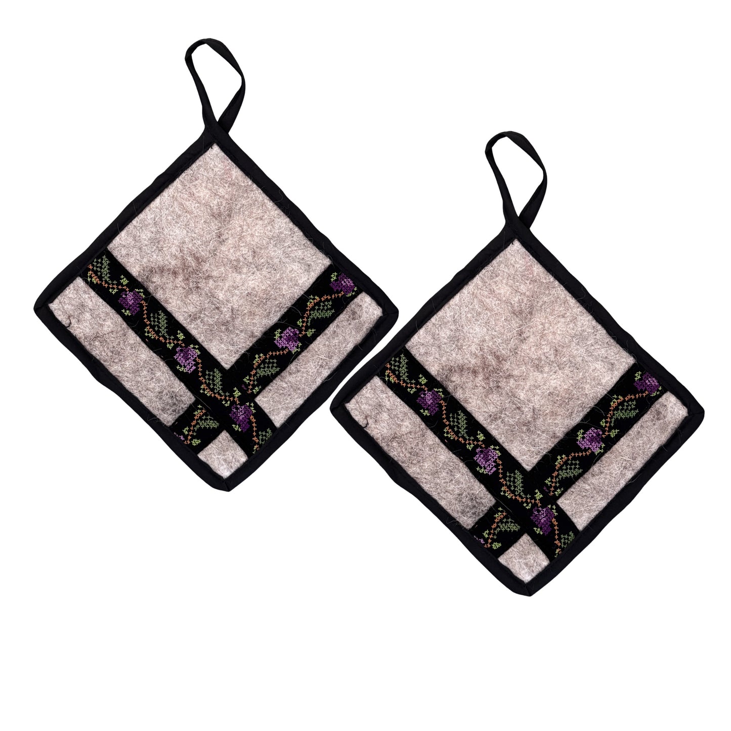 Embroidered Felt Pot Holders (Set of Two)