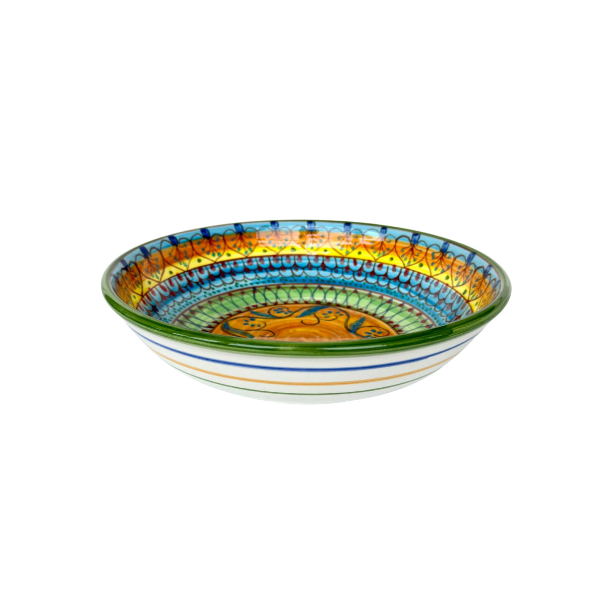 Ceramic Hand Painted Bowl (8") - Blue Stripe