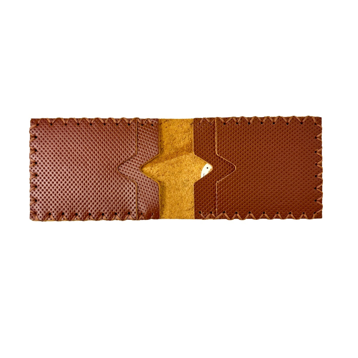 Leather Bi-Fold Wallet (Small) - Brown Perferated