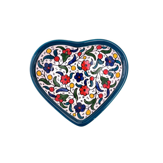 Ceramic Heart Dish (5") - Teal Multicolor