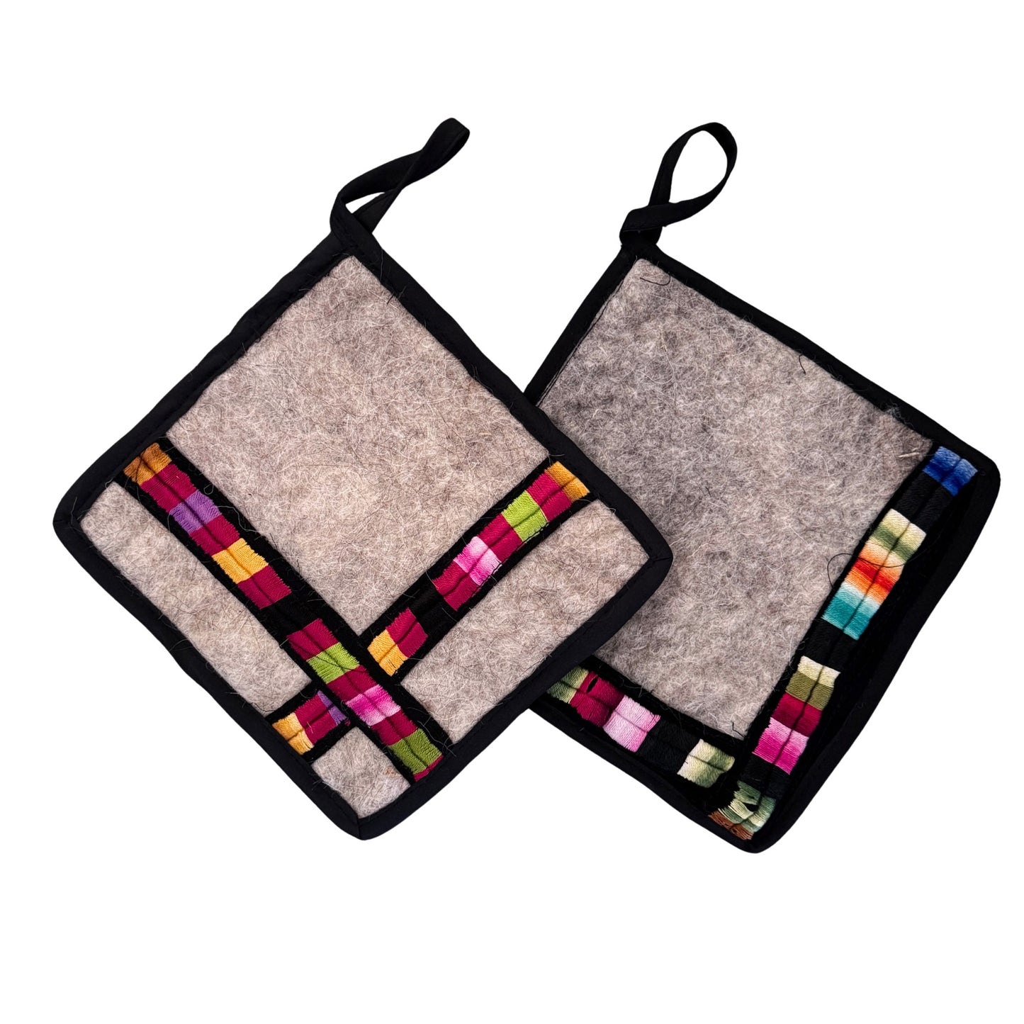 Embroidered Felt Pot Holders (Set of Two)