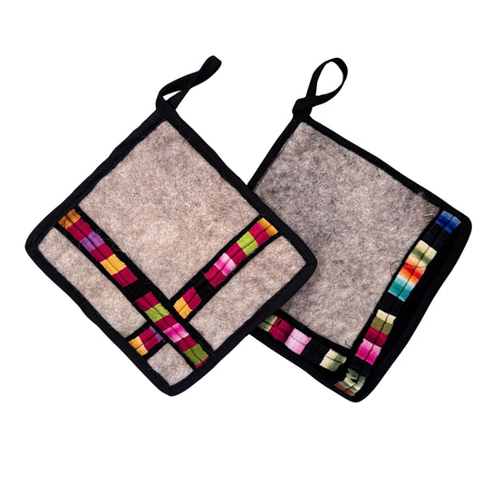 Embroidered Felt Pot Holders (Set of Two)