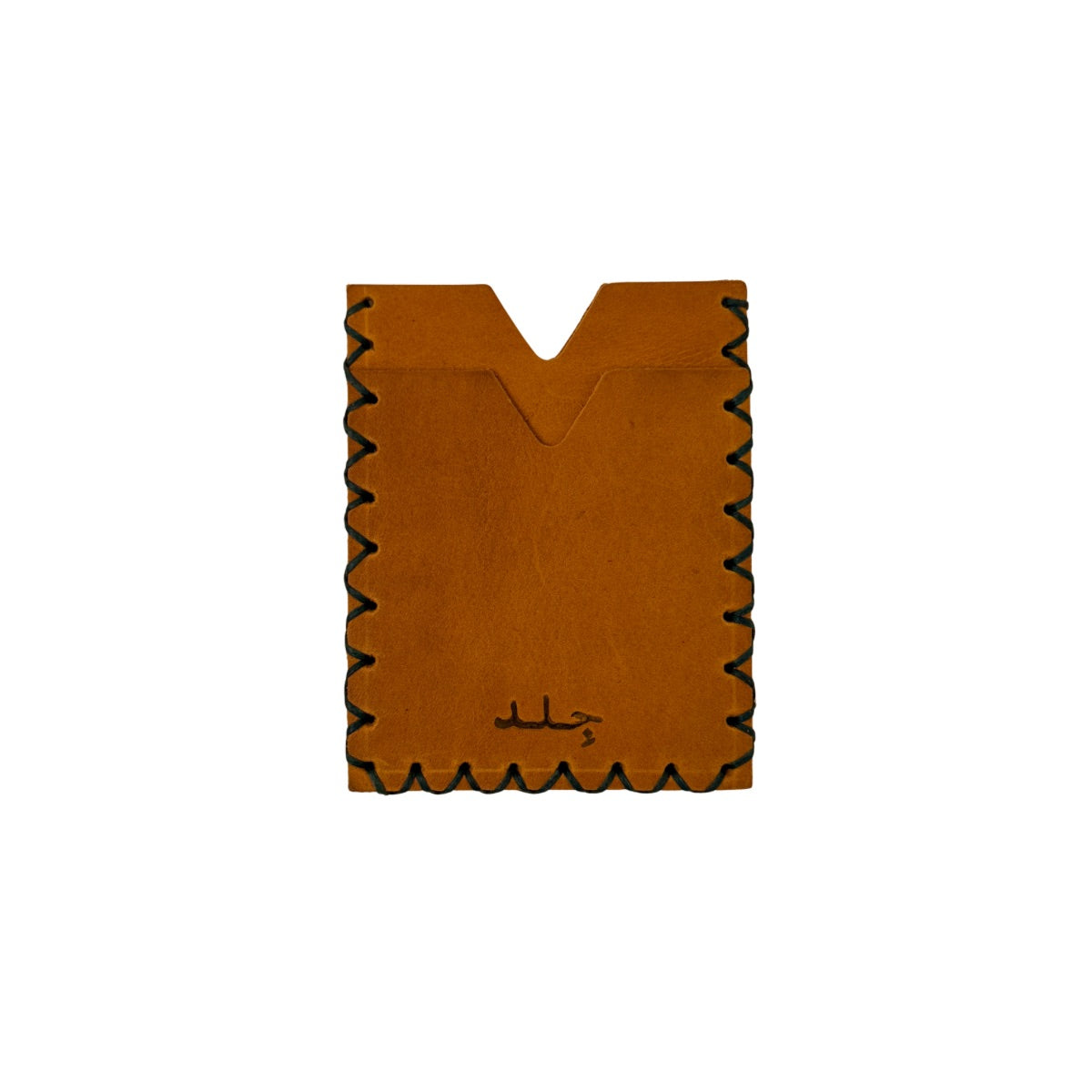 Leather Vertical two sided Card Holder - Camel