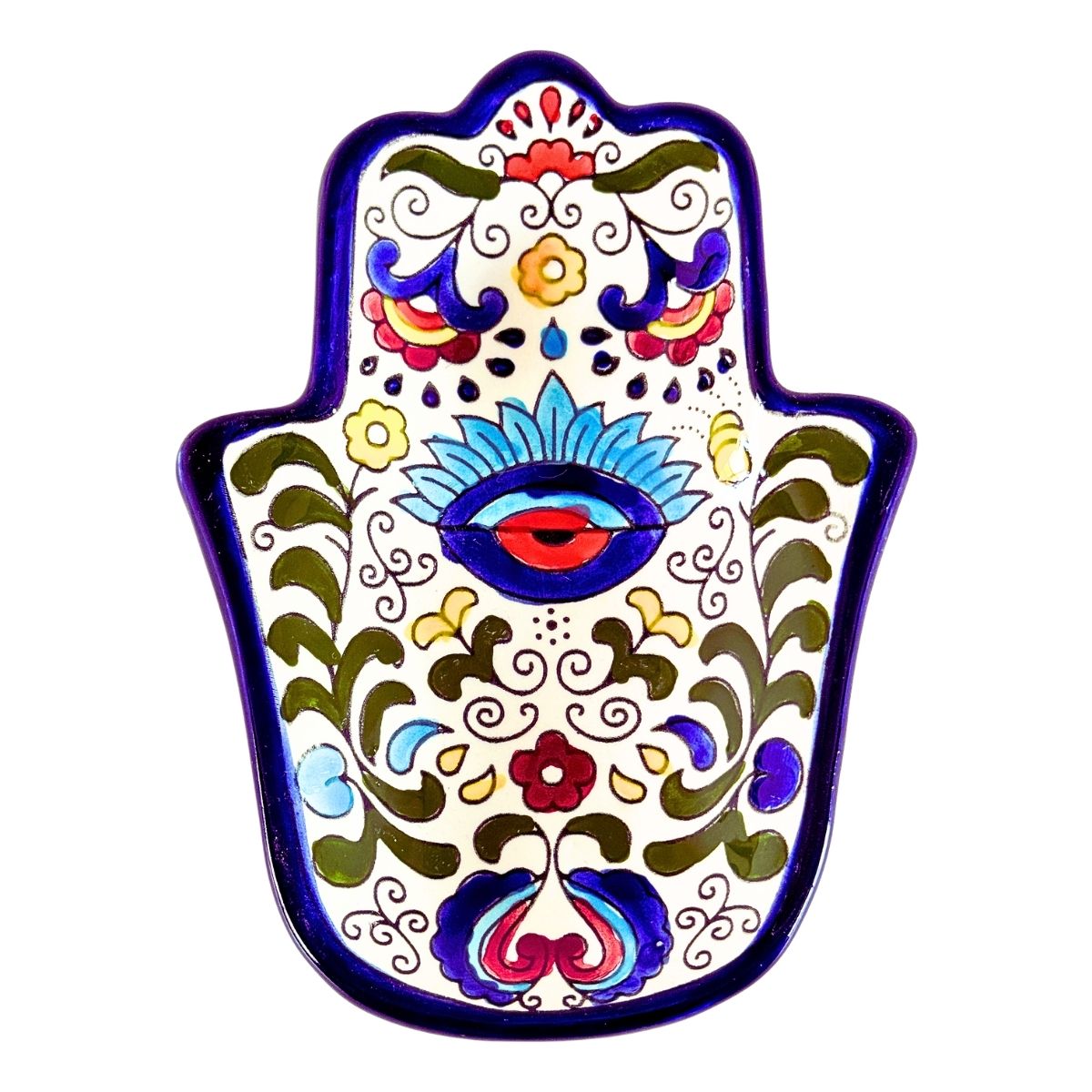 Ceramic "Hamsa" Dish - Multicolored Eye
